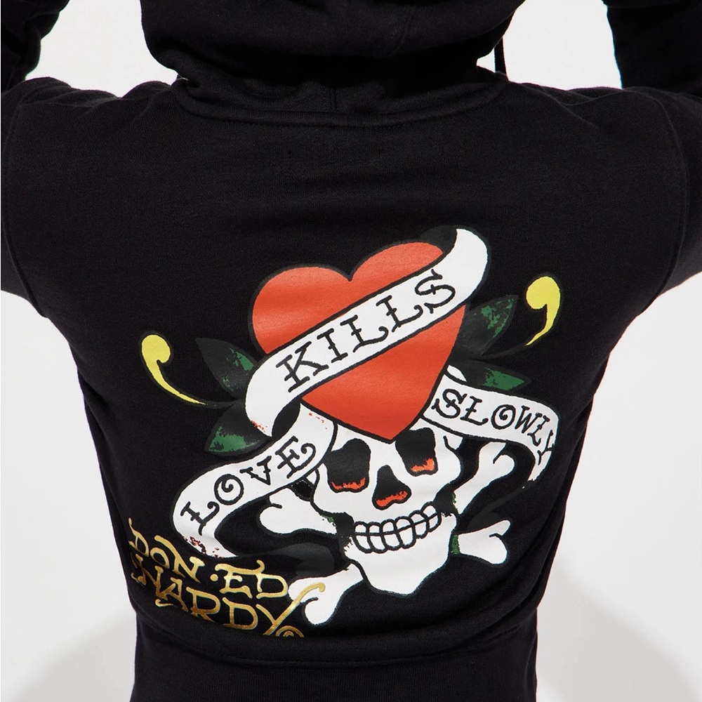 LAST CHANCE - Ed Hardy Cropped Hoodie - Picture 2 of 4